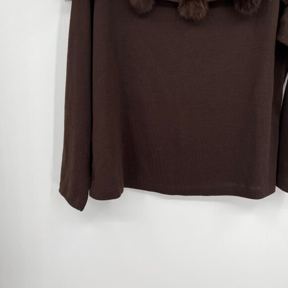 Lemmie for Nina Leonard Brown Knit Pom Pom Off Shoulder Sweater Sz 1X - Picture 2 of 8